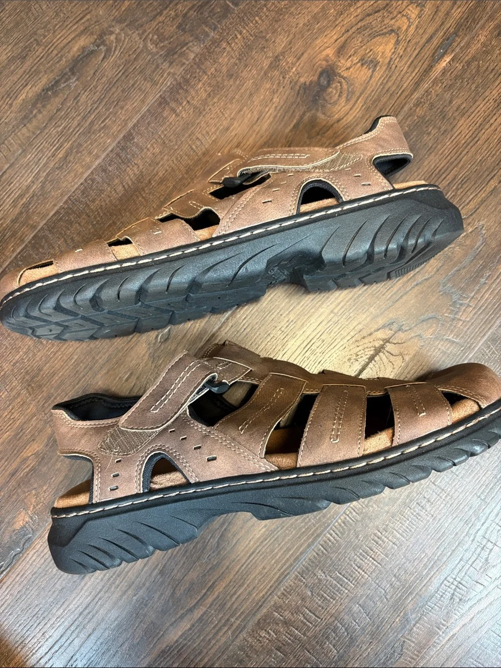 Dr. Schools Candid Fisherman Memory foam Open-Weave Men’s size 10 Sandals Brown